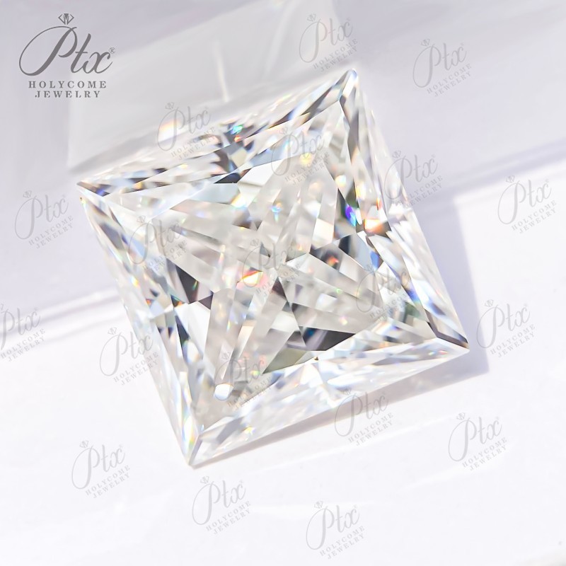 White D Color Princess Cut Loose Moissanite Stones Blue VVS with GRA Certificate
