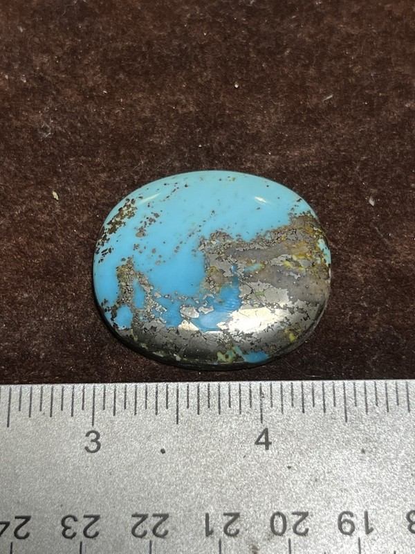 Morenci Turquoise Cab 85ct Sky Blue w/ Pyrite Arizona Gemstone Beautiful Color gallery