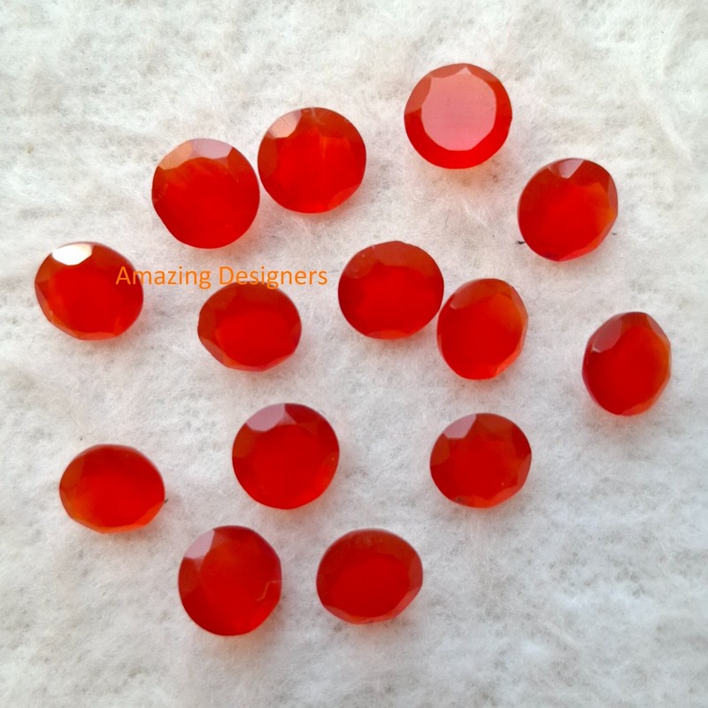 Natural Red Onyx Round Faceted Cut 5mm to 20mm Loose Gemstone