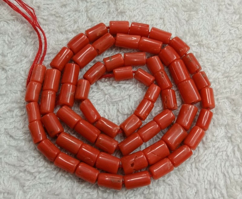 16″ INCHES 100% Natural Italian Coral,Smooth Pipe Beads,AA quality,Red colour !!