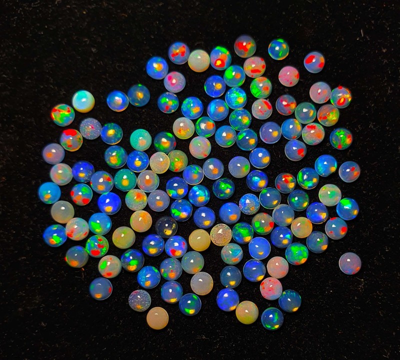 Natural Good Quality Ethiopian Opal Round Cabochon Gemstone Lot 30 Pcs 4 MM 5 CT