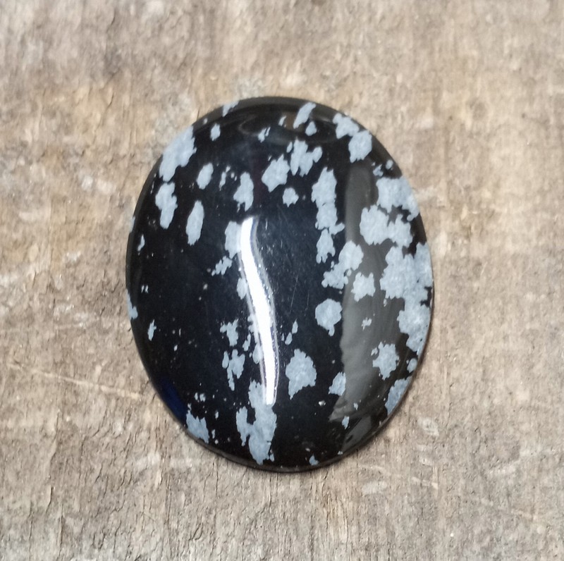 Natural Stone Snowflake Obsidian Oval Cabochon Loose Gemstone – Pendant – USA