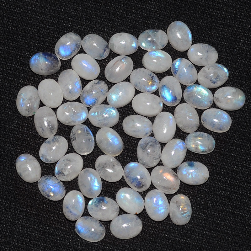 Natural Moonstone Blue Shine Oval//Round Cabochon Calibrated Gems For Jewelry