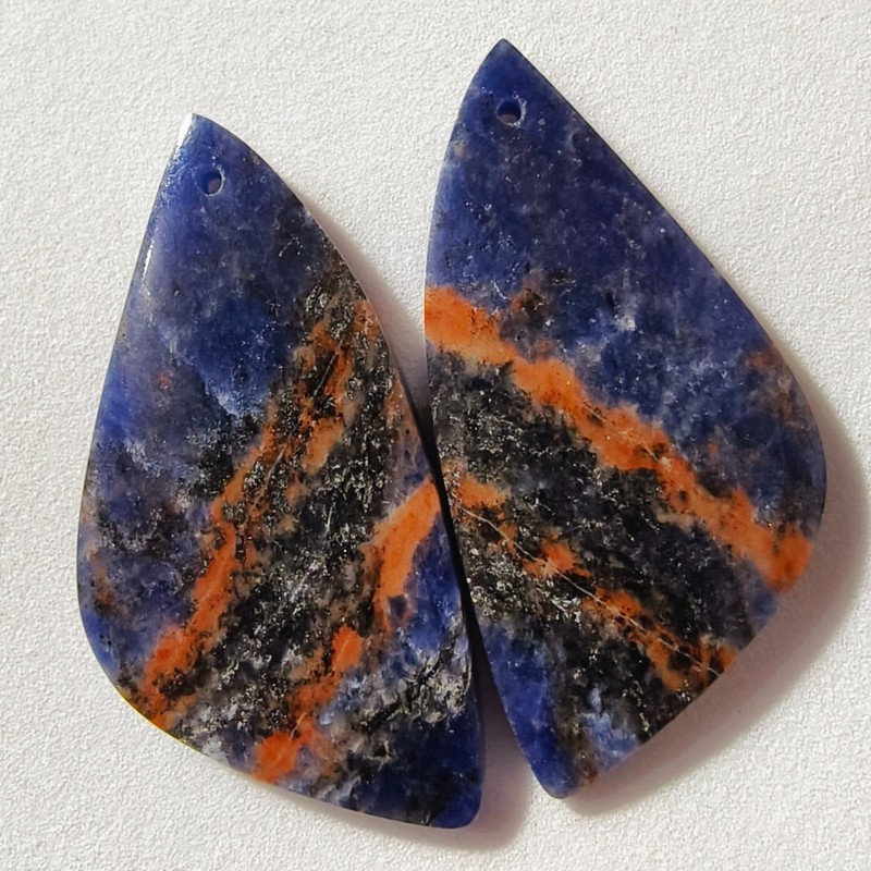 40 Cts Natural Sodalite Drilled Match Pair Cabochon Gemstone 37.7 X 19.1 MM gallery