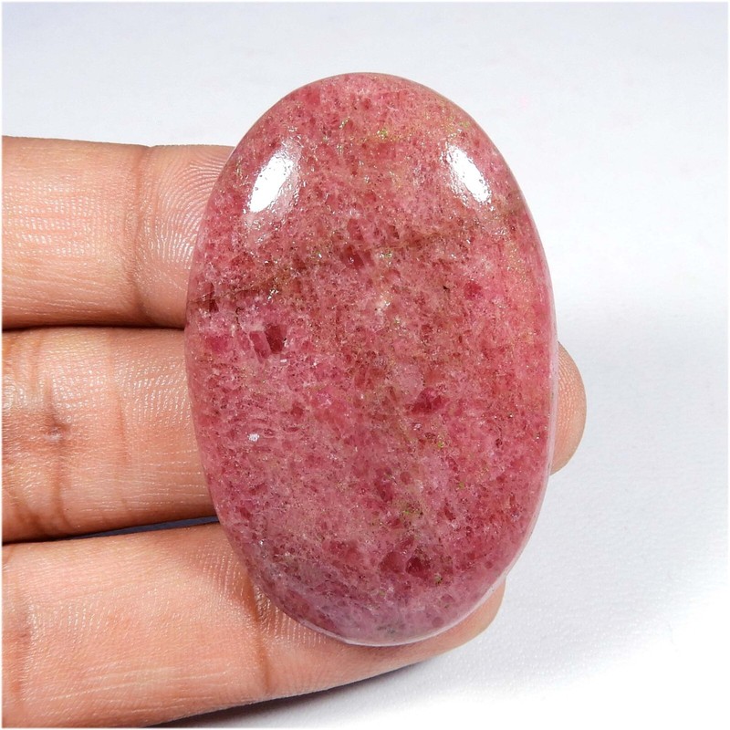 128 Cts Pink Rhodonite Crystal Cabochon Oval Shape Loose Natural Gemstone RD-23