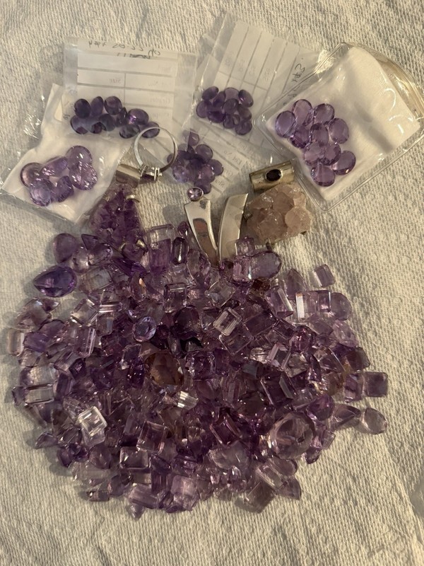 Purple Amethyst Cut Loose Gemstones Parcel Lot, Mixed Shapes