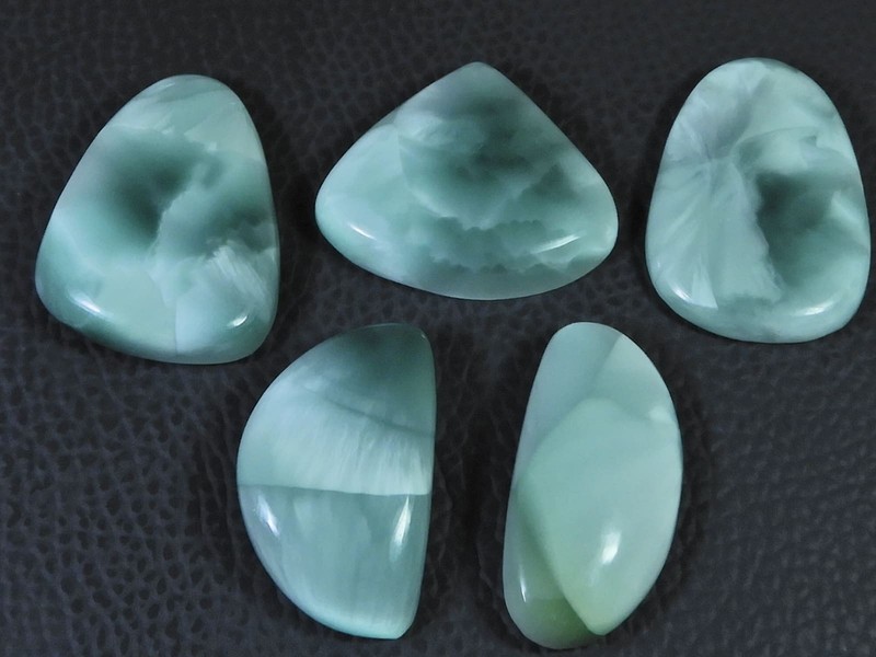 175Cts. Natural Green Hemimorphite Fancy Cabochon Loose Gemstone 05 Pcs Lot H035
