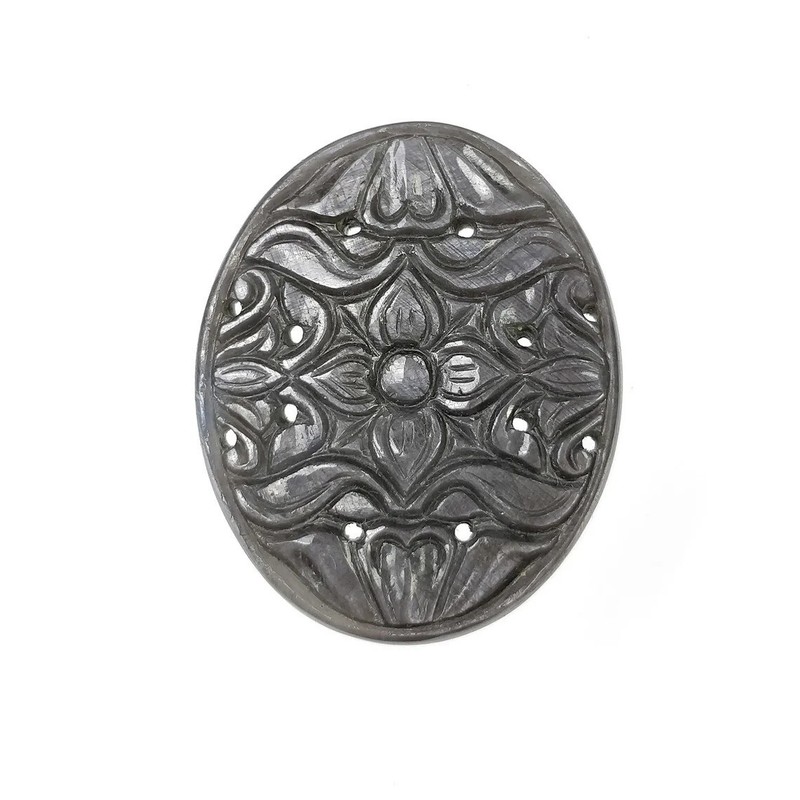 39.50cts Natural SILVER GRAY Sapphire Gemstone Carving Oval Shape 35*28mm