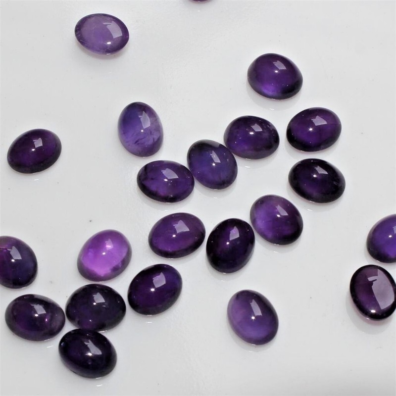 Wholesale Lot of 9x7mm to 20x15mm Oval Cabochon Natural Amethyst Loose Gemstone gallery