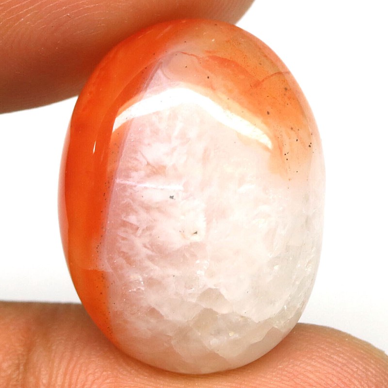 29.79 CT. Unheated Orangish White Botswana Agate Oval Cabochon