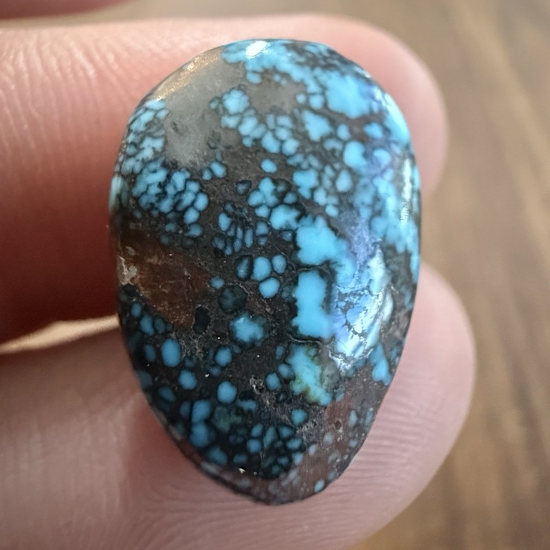 High Grade Natural Hubei Chinese Spiderweb Backed Turquoise Cabochon