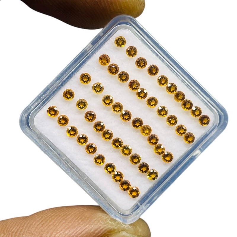 VVS Natural Citrine 2mm Round Diamond Cut Calibrated Loose Gemstones Lot 50 Pcs gallery