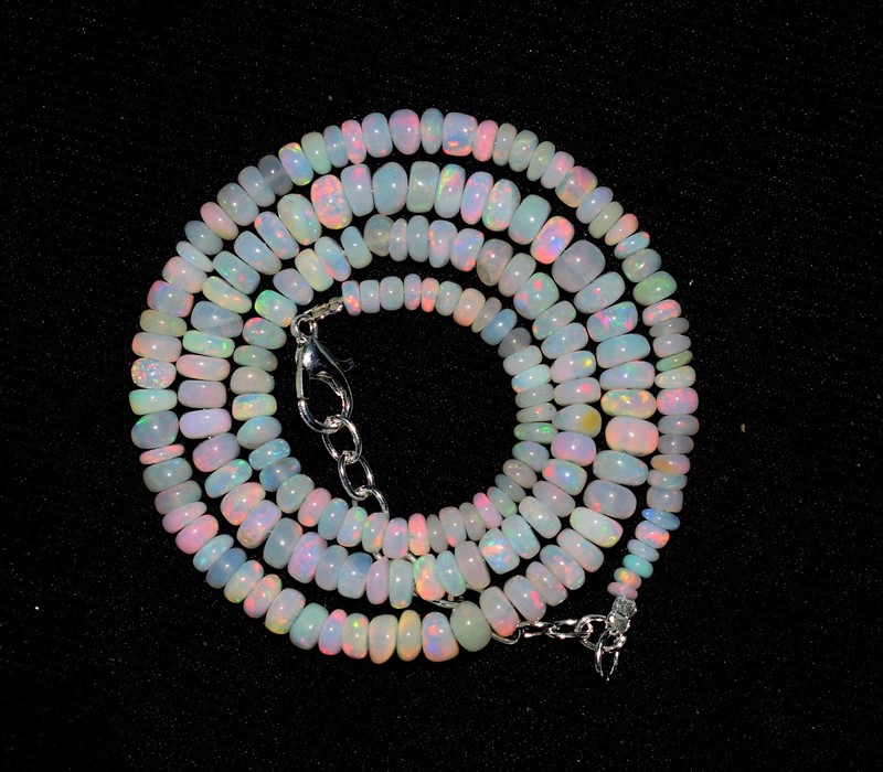 Natural Ethiopian Welo Fire Opal Gemstone Beads 16''Necklace AF0476 gallery