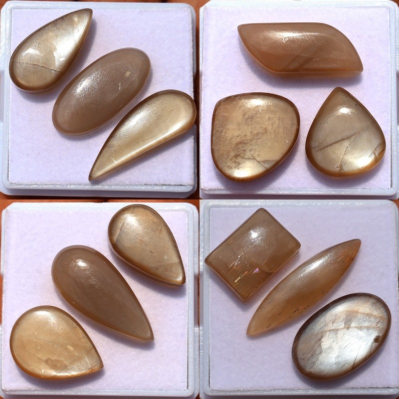 Lot 12 Pcs Flashy Natural Sunstone In Moonstone 16-30mm Cabochon Loose Gemstones