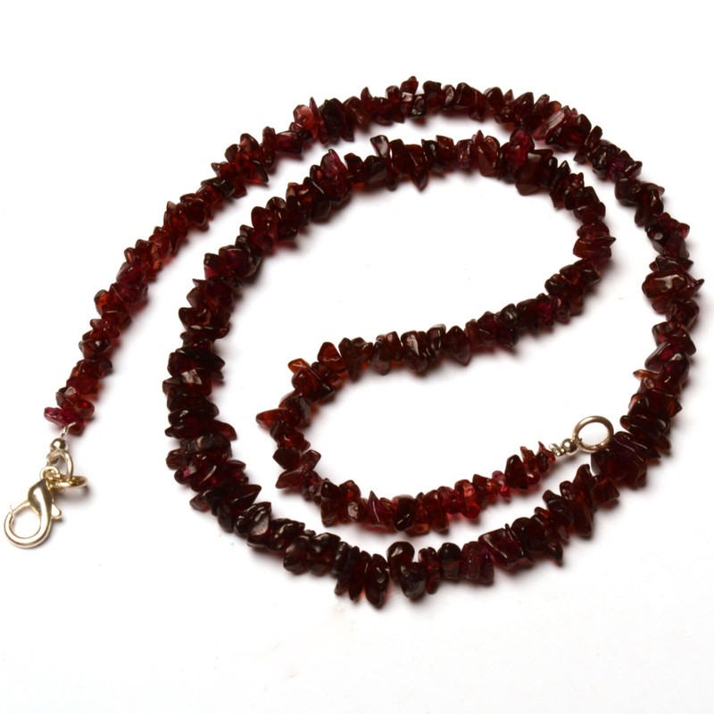 Natural Garnet Gems 5 to 7 mm Size Smooth Chips Shape Beads 18" Necklace gallery