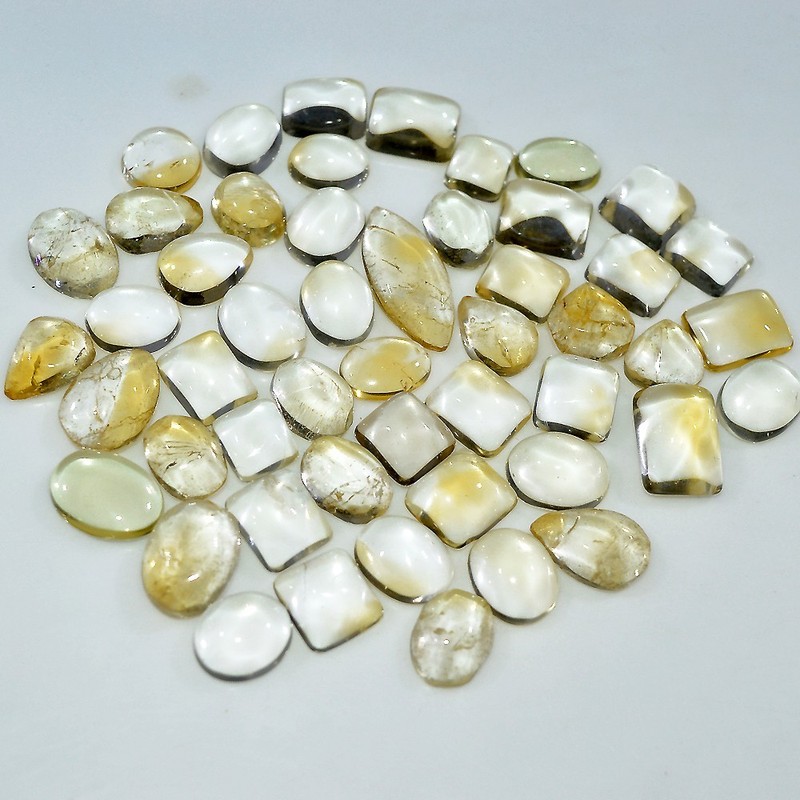50 Pcs 204 Cts Natural Citrine Cabochon Mix Shape Gemstone Lot 20×9 6x6mm #3730