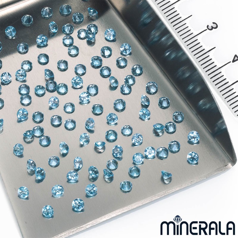 WHOLESALE NATURAL SWISS BLUE TOPAZ GEMSTONE FACETED ROUND 1.25mm-3mm WP001B1 gallery