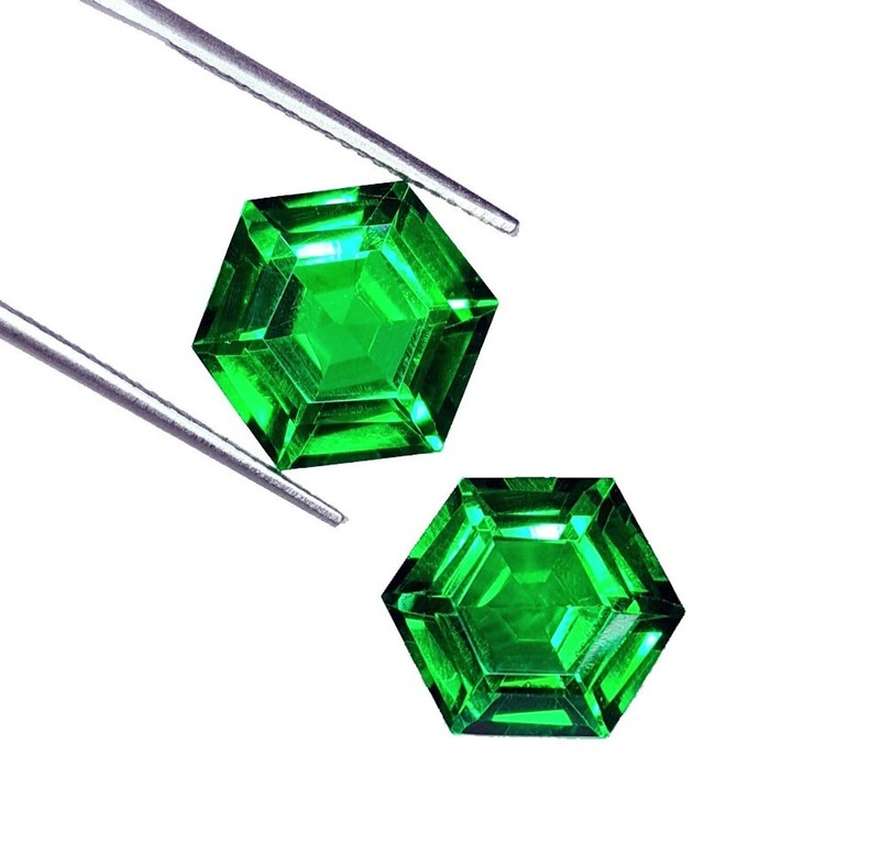 Natural Green Garnet 8-10 Cts Loose Certified Gemstone Pair Hexagon Cut Gem GG12