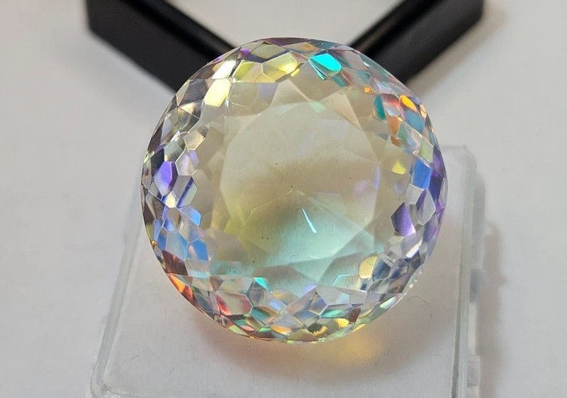 Superb Mystic Topaz Round Cut 48-50Ct Rainbow Colour Natural Loose Gemstone