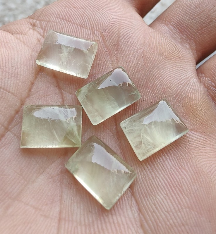 8x10mm Prehanite Natural Rectangle Cabochon Loose Gemstone