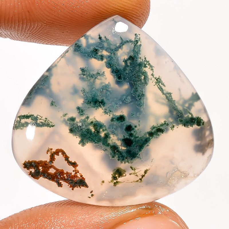 100% Natural Moss Agate Heart Shape Cabochon Gemstone 33 Ct. 28X27X5 mm EE-53223