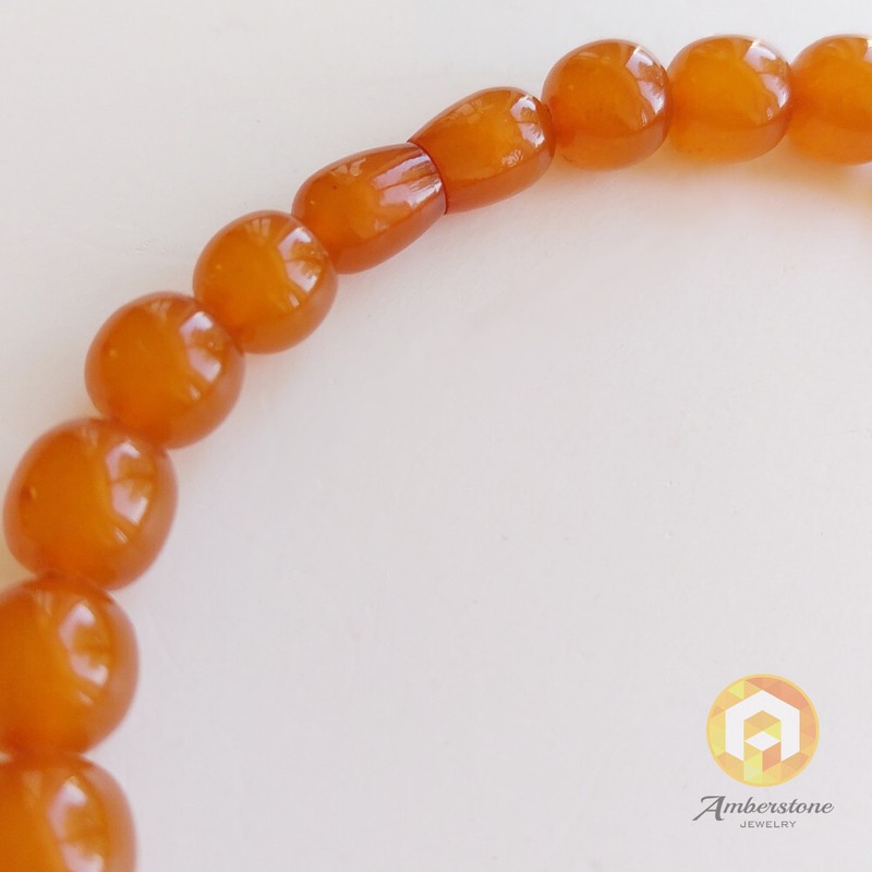 Old Vintage Baltic Amber Necklace, Orange Brown Color, Big Beads , 58 cm / 22.3 gallery