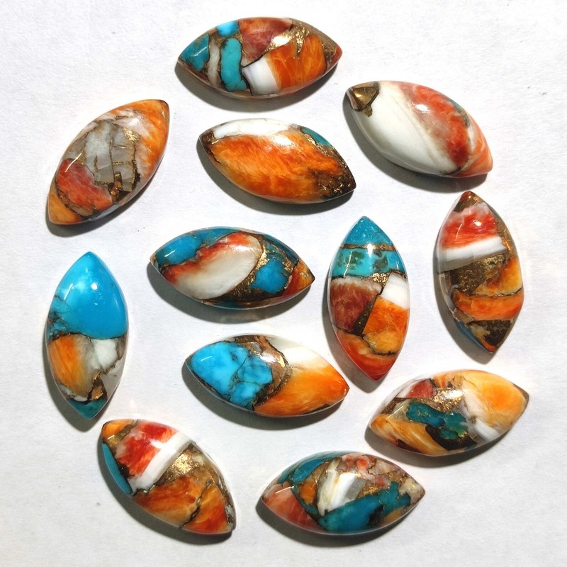Natural Oyster Copper Turquoise Marquise Cabochon 5x10mm To 12x24mm Gemstone