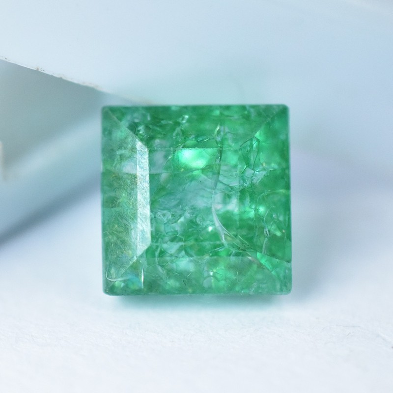 ZAMBIAN Green NATURAL Emerald 8x8mm Square Shape CERTIFIED Loose Gemstone