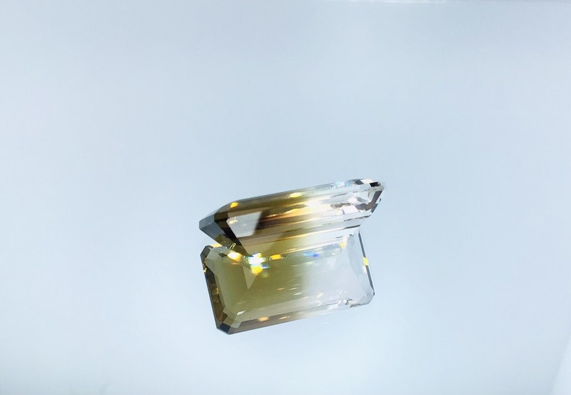 Bi-Colour Quartz 12.65 Carat Certified Natural Gemstone Octagon Hand Cut gallery