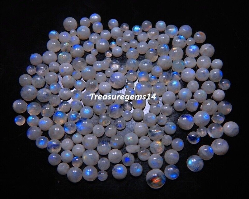 150 Crt WHOLESALE LOT NATURAL BLUE MOONSTONE CALIBRATED ROUND CABOCHON GEMSTONE gallery