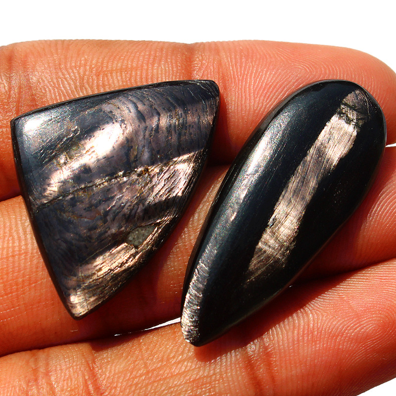 5 Pcs Natural Hypersthene Silver Flash 26mm-38mm Cabochon High Quality Gemstones gallery