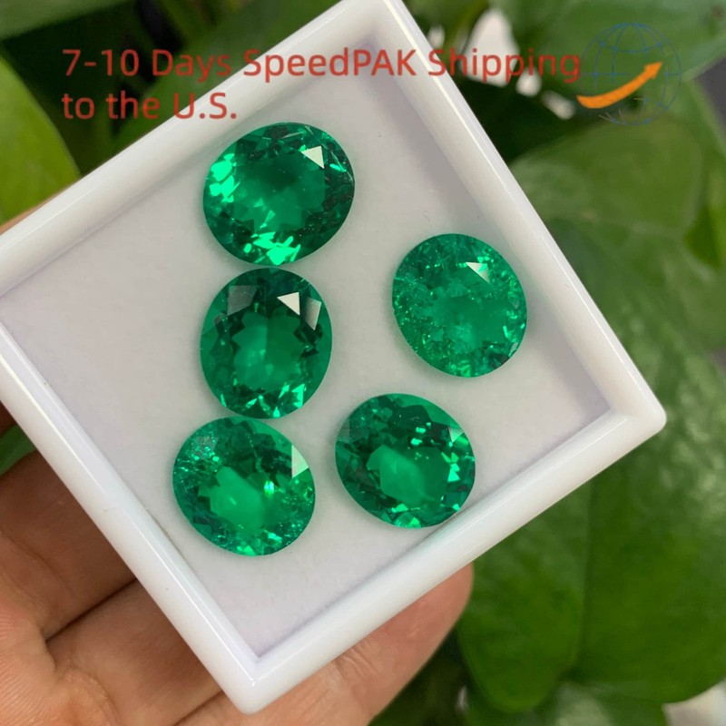 Lab Grown Columbia Emeralds Oval Cut Gemstone VVS1 for DIY Jewelry Making AGL