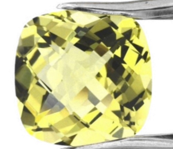 LEMON QUARTZ 11 MM CUSHION CUT CHECKERBOARD TOP ALL NATURAL AAA