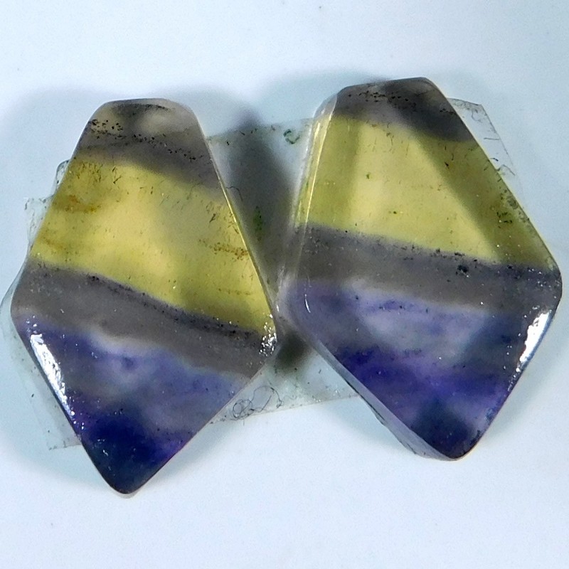 15.00Cts. Natural Marvelous Multi Fluorite Pair Fancy Cabochon Loose Gemstone