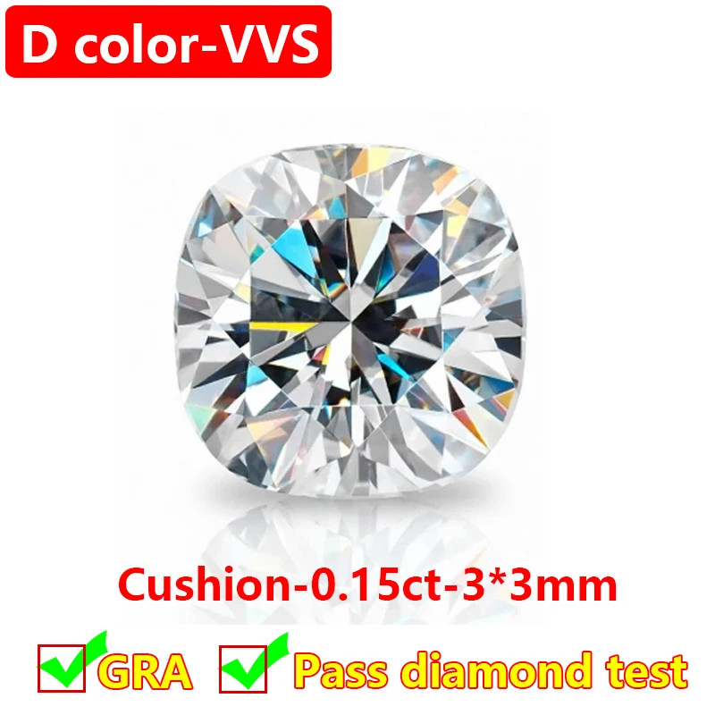 3-16mm Cushion Cut Moissanite Loose Stones D VVS1 Gemstones Pass Tester