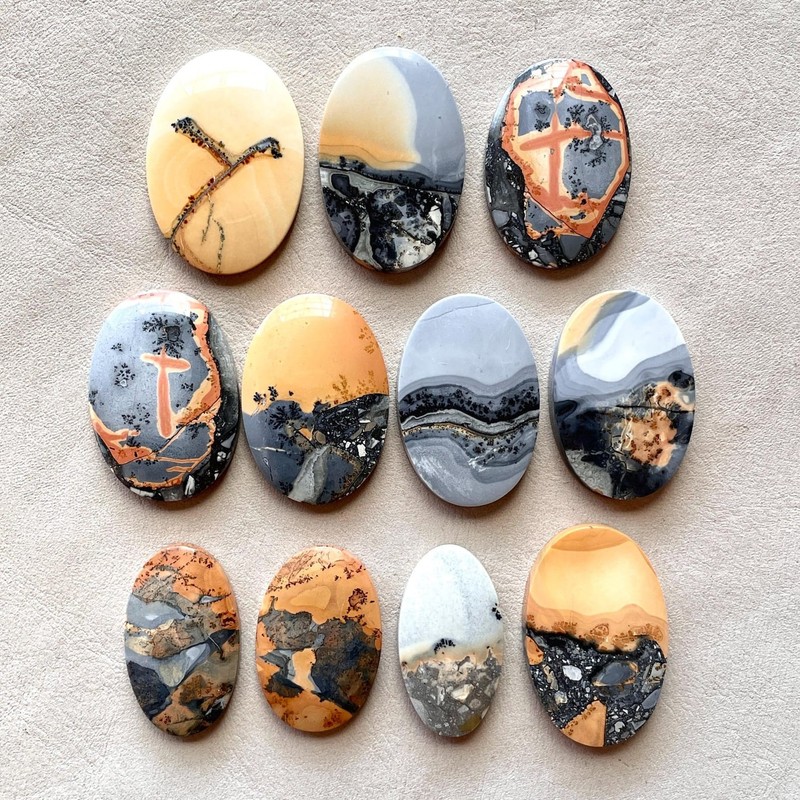 31-40MM Natural Maligano Jasper oval Cabochon flatback Scenic Wholesale Gemstone