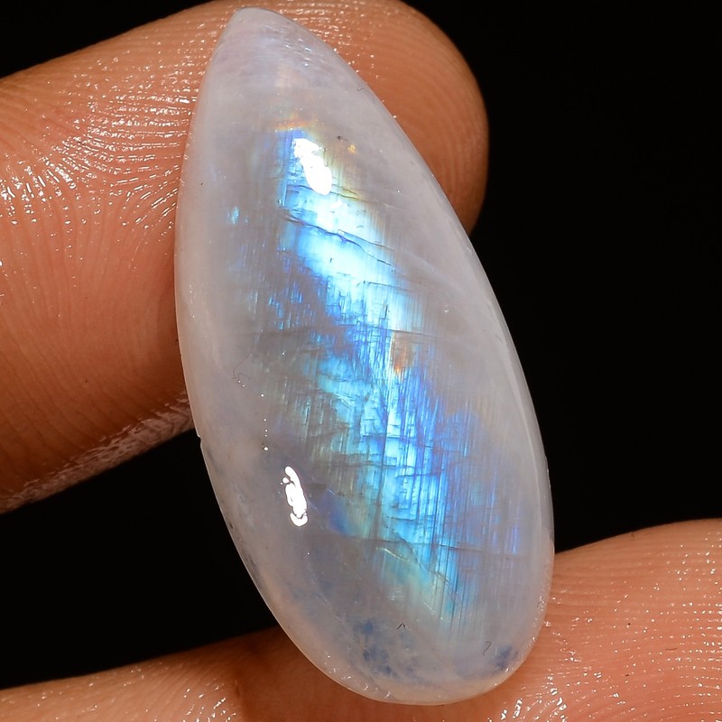 Natural Rainbow Moonstone Pear Shape Cabochon Gemstone 17.5 Ct 26X11X6mm X-21466