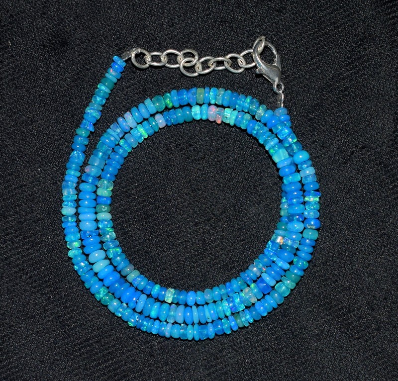 16”Natural Ethiopian Opal Wello Fire Opal Gemstone Beads Necklace AF0635