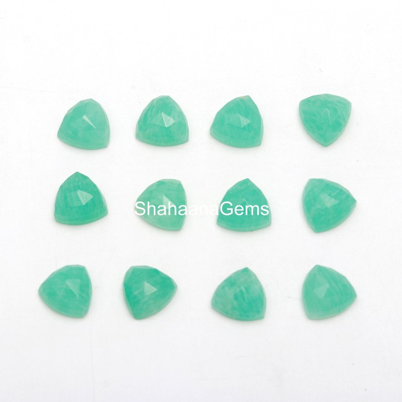 AAA Quality Rose Cut Amazonite Gemstone Trillion Shape Cabochon Size 6mm to 12mm gallery