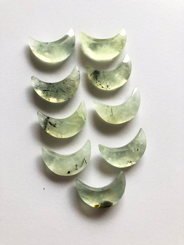 Natural Prehanite Moonshape 10mm to 20mm Loose Gemstone gallery