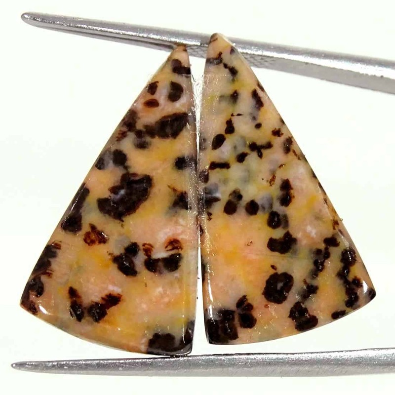 13.00Cts Natural Cheetah Agate Cabochon Loose Gemstone Pair Pear 12x22x4 mm gallery