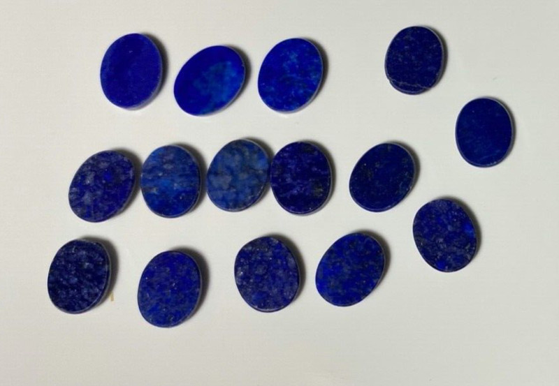VINTAGE LOT 0F 12 PCS 10/8 MM OVAL NATURAL FLAT BLUE LAPIS LAZULI WHOLESALE!!!