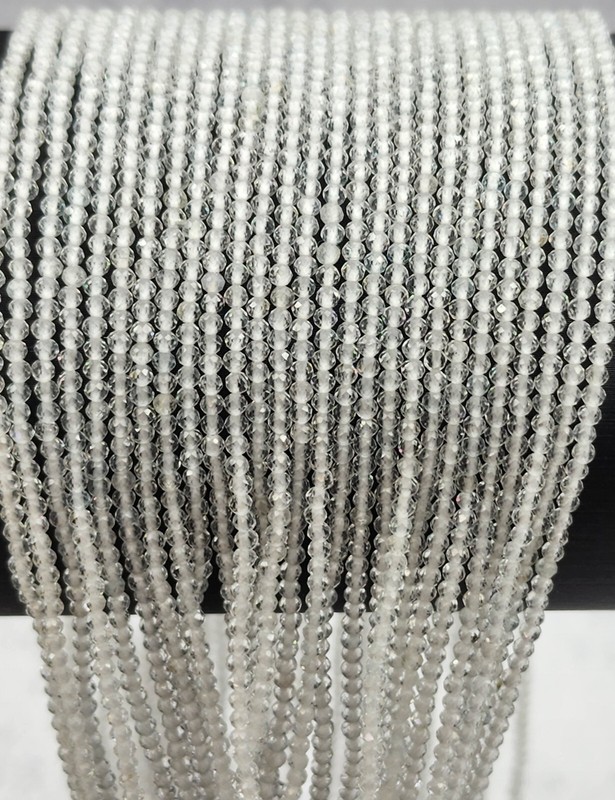 Real Genuine White Topaz Round Faceted Gemstone Beads 3mm 4mm Full Strand PRP396
