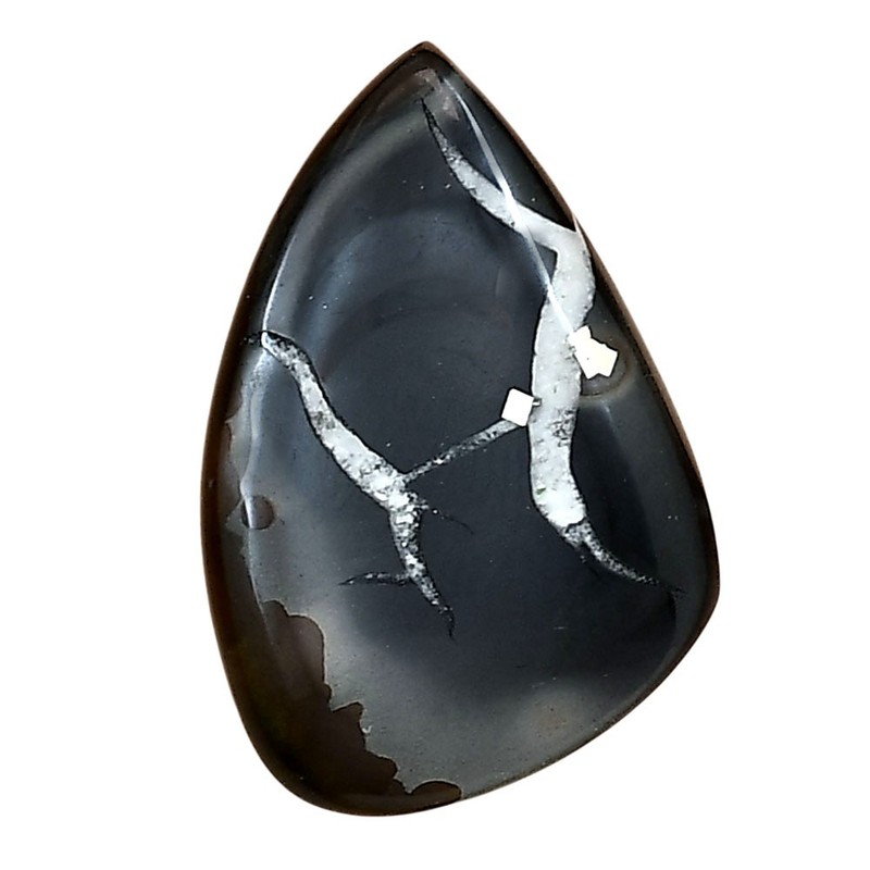 Natural Black Septarian 28×18.6×4.5 mm Fancy Shape Polished Gemstone LS02909-47