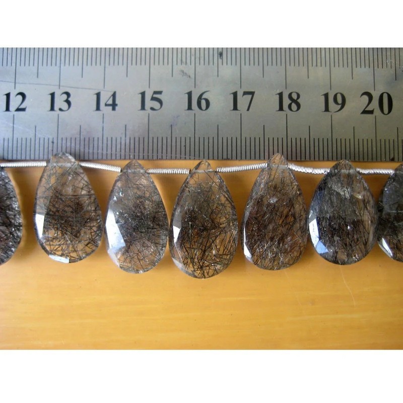30x17mm To 24x17mm Rutile Quartz Faceted Pear Shaped Briolettes, Rutile Quartz gallery