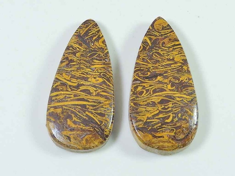 17X36X05 MM Natural Mariam Jasper Matched Pair Pear Cabochon Gemstone 64Cts