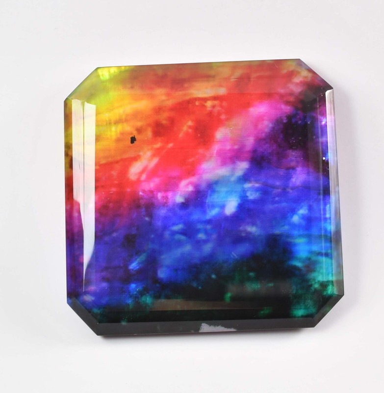 HUGE 51×50 mm Natural Ammolite Opal-like Organic Precious Doublet Loose Gemstone