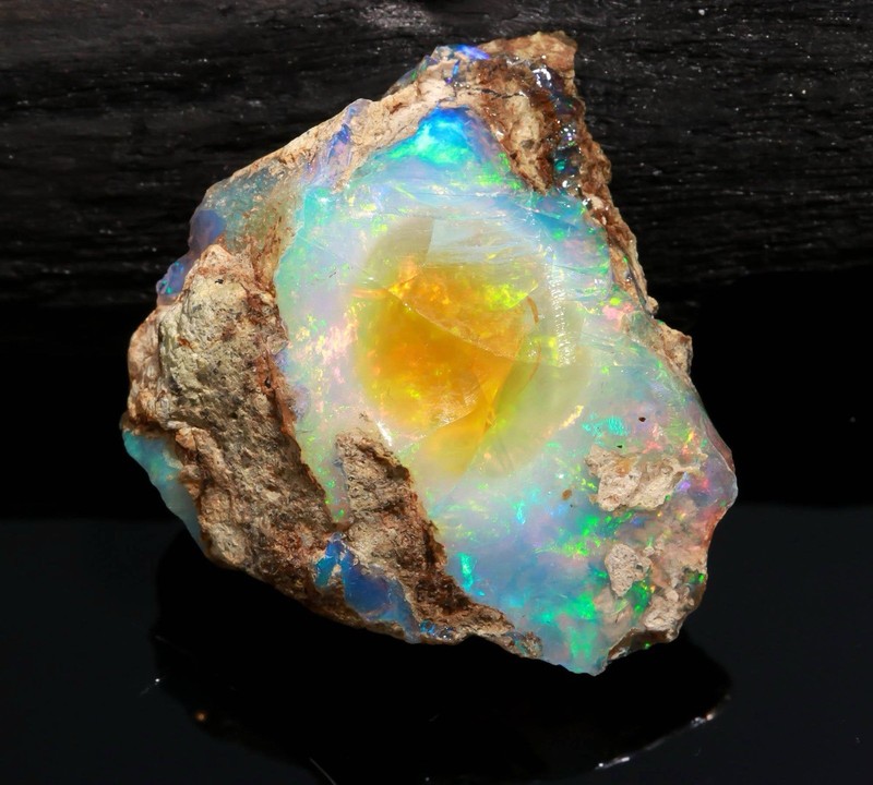 49 Carat, Natural Ethiopian Opal Raw ( Rough ) Multi Fire Pendant Size Gemstone