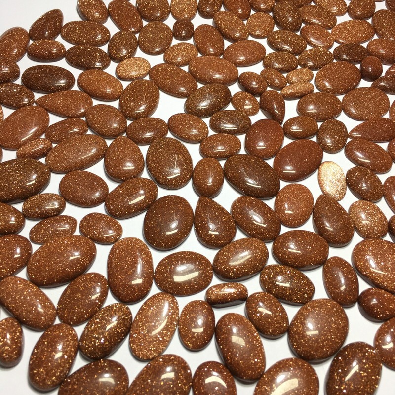 Lab-Created Brown Goldstone Cabochon Loose Unique Gemstone For Jewelry Supply