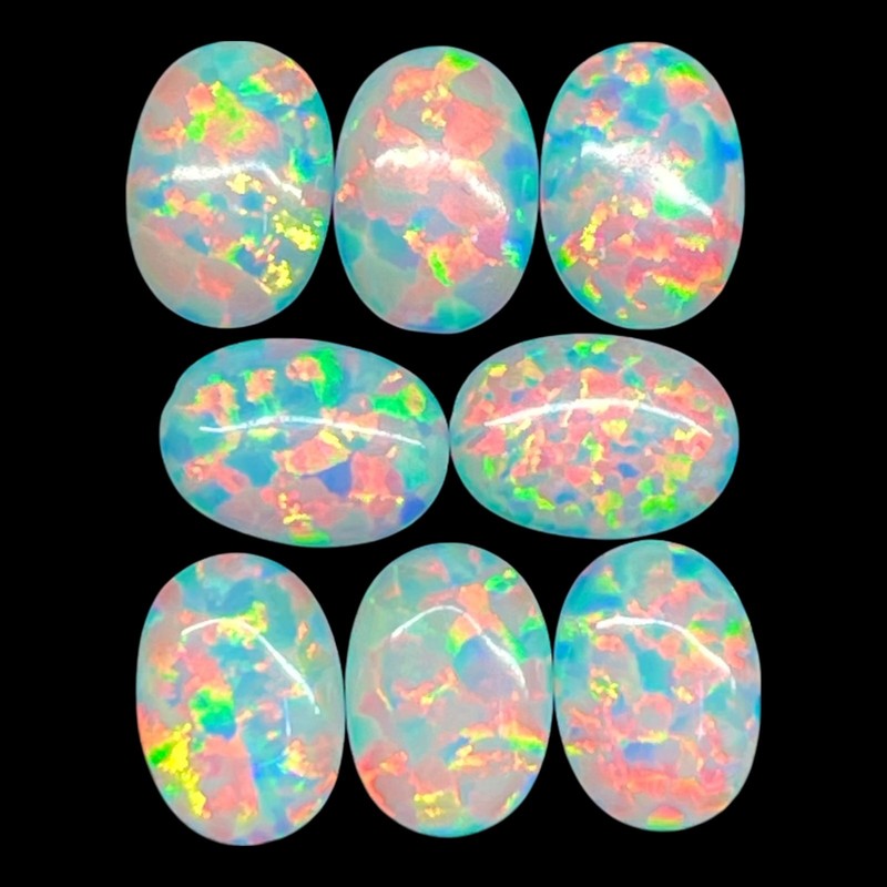 8 Pcs Australian Opal 7x5mm Oval Cabochon AAA Quality Lab Created Gemstone Lot gallery